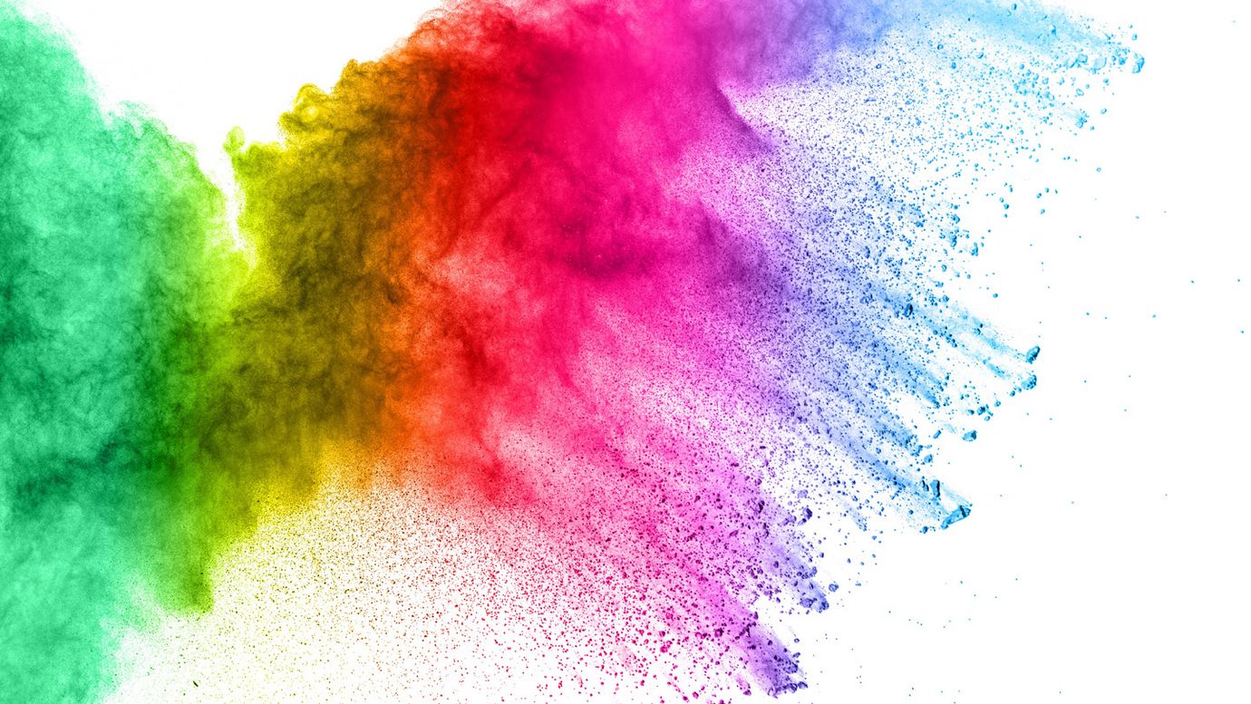 Colourful gradients and blobs on a white background