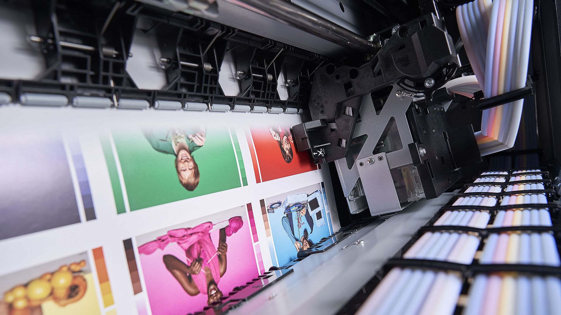 Inside view of a digital printer